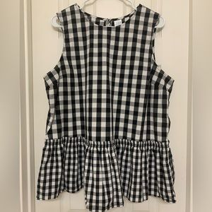 Black & White Buffalo Check Ruffled Sleeveless dress shirt